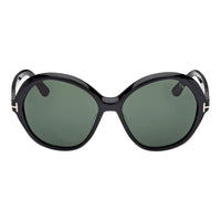Tom Ford Tom Ford Sunglasses Geometric Full Rim, Shiny Black Frame and Green Lens FT128201N