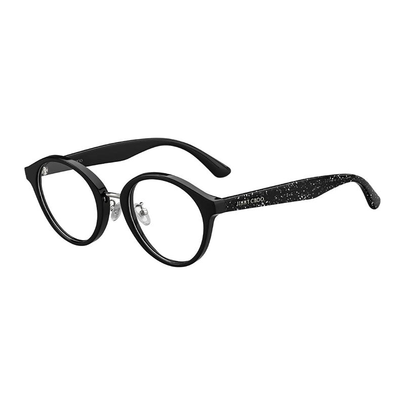 Jimmy Choo Eyeglasses Round Full Rim, Havana with Glitter Frame and Clear Demo Lens Lens JC197/F0OCY00