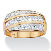 PalmBeach Jewelry Men's Yellow Gold-plated Sterling Silver Square Cubic Zirconia Channel Set Ring Sizes 8-16