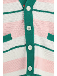 Thom Browne Men Classic Stripe Seed Stitch V Neck Cardigan