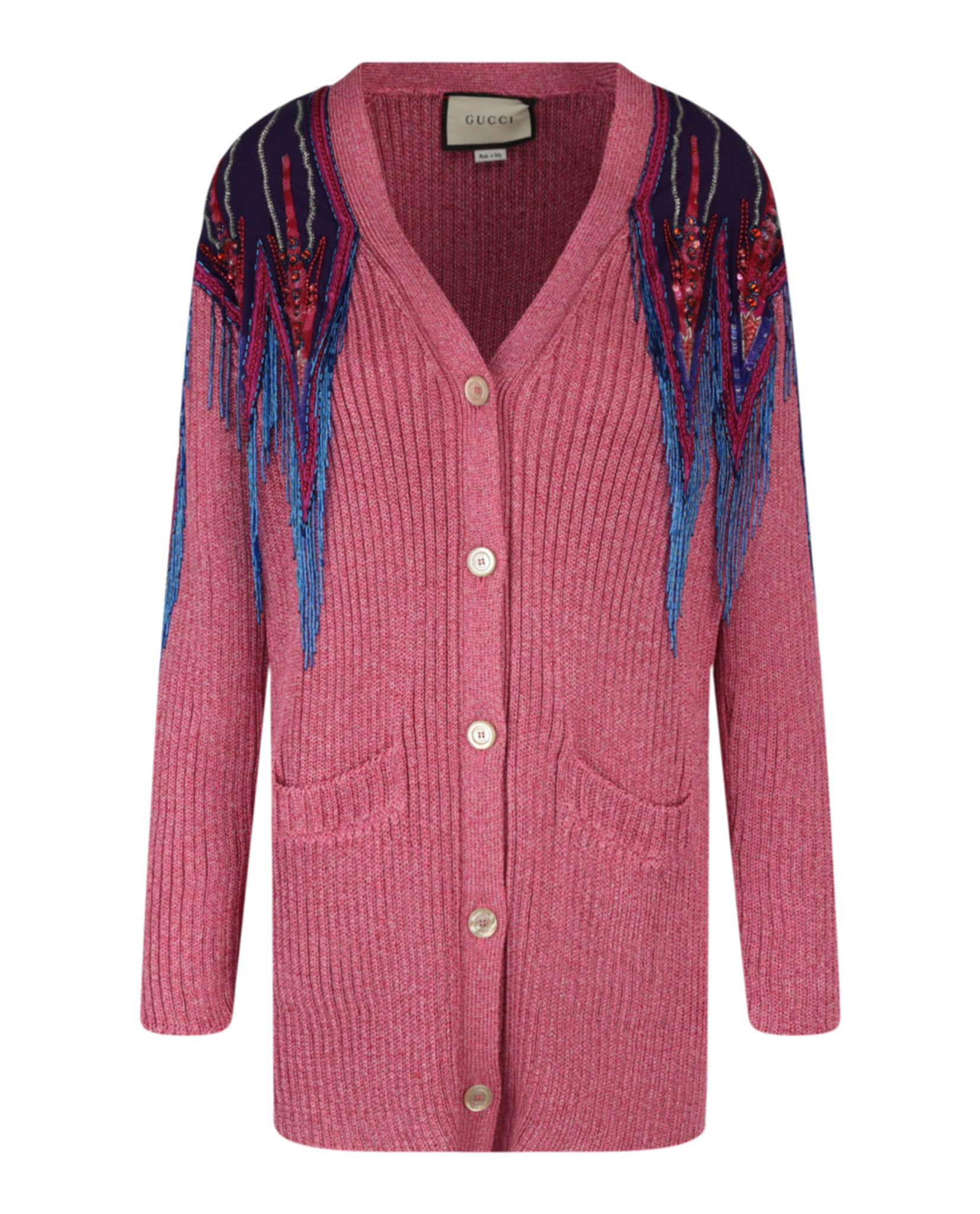 Gucci Womens Sequin And Fringe Cardigan