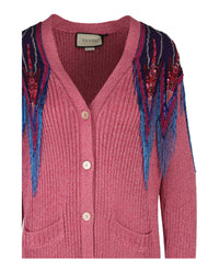Gucci Womens Sequin And Fringe Cardigan
