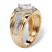 PalmBeach Jewelry Men's Yellow Gold-plated Sterling Silver Square Cubic Zirconia Octagon Ring Sizes 9-13