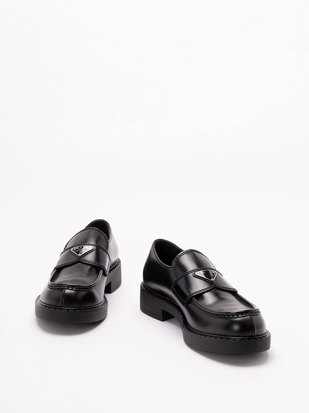 Prada Prada Men Chocolate Brushed Leather Loafers