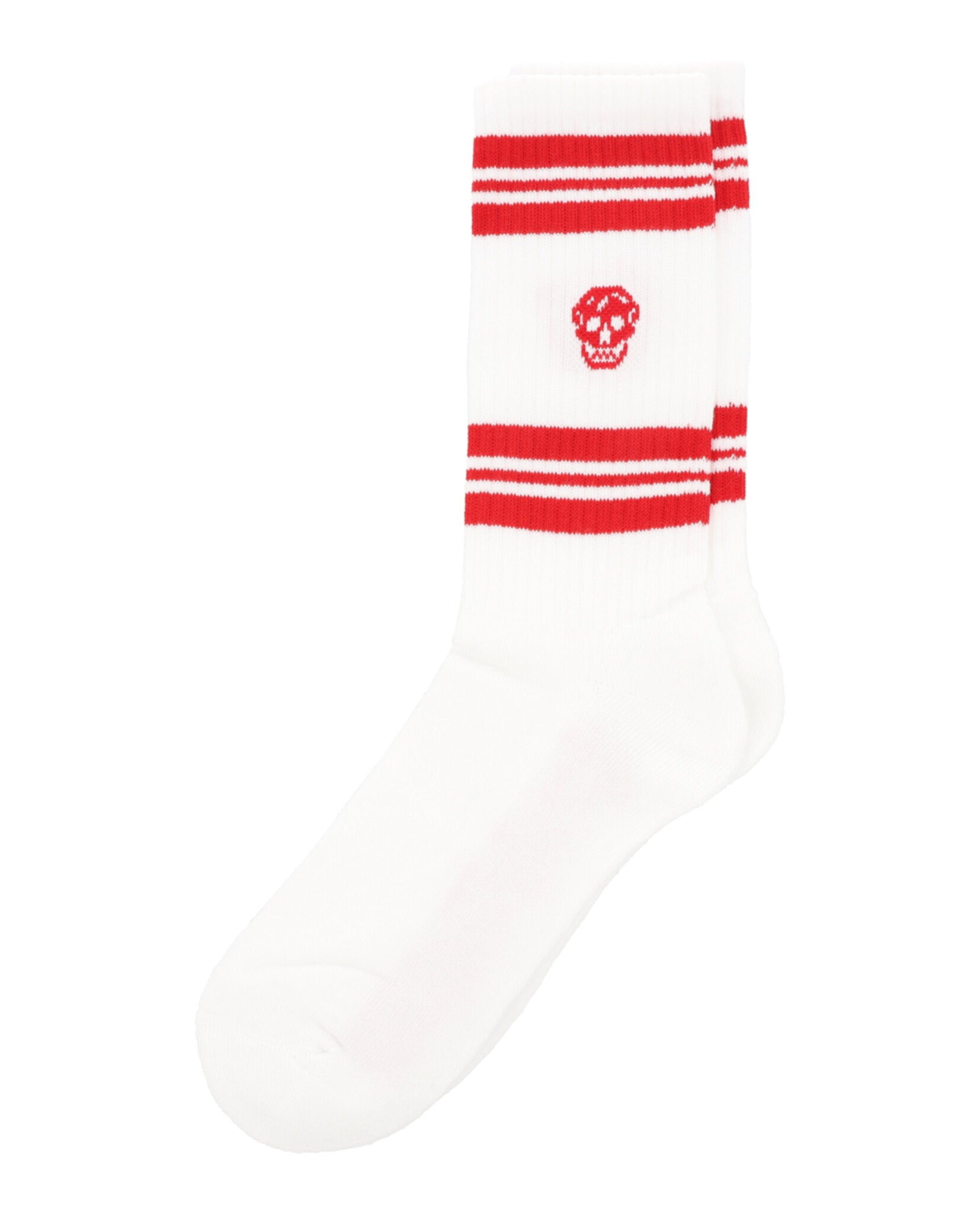 Alexander McQueen Mens Striped Skull Logo Socks