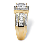 PalmBeach Jewelry Yellow Gold-plated Sterling Silver Princess Cut Cubic Zirconia Halo Engagement Ring Sizes 6-10