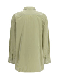 Saint Laurent Women Vertical Striped Button Shirt