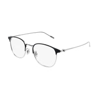 Montblanc Eyeglasses Square Full Rim, Black/Silver Frame and Clear Demo Lens Lens MB0191O005
