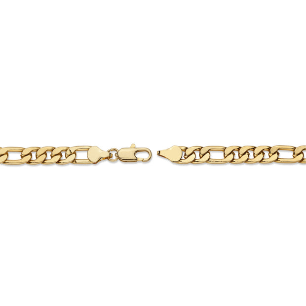 PalmBeach Jewelry Men's Yellow Gold Ion-Plated Figaro Link Chain Necklace (6.5mm), Lobster Claw Clasp, 22 inches