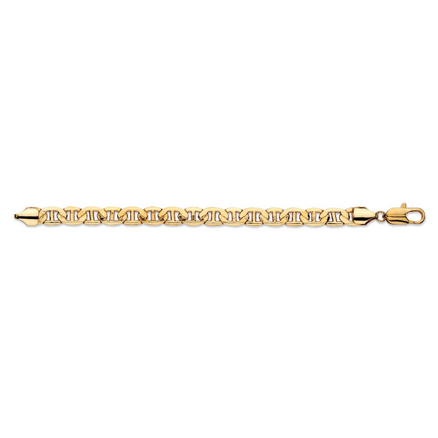 PalmBeach Jewelry Men's Yellow Gold Ion Plated Mariner Link Bracelet (8.5mm), Lobster Claw Clasp, 8 inches