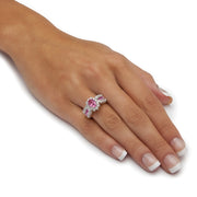 PalmBeach Jewelry Yellow Gold-plated Oval Cut Pink Crystal and Cubic Zirconia Ring Sizes 6-10