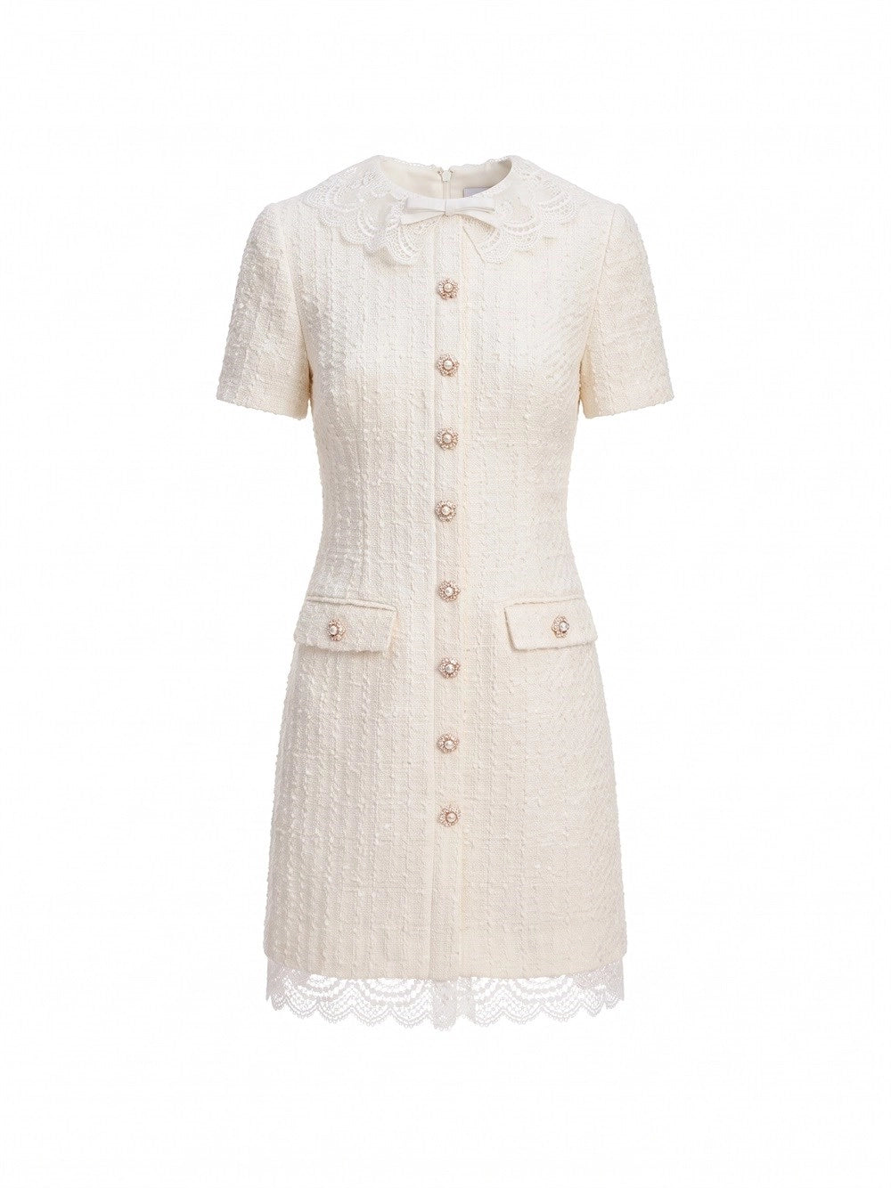 Self-Portrait Women Boucle Lace Trim Mini Dress