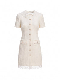 Self-Portrait Women Boucle Lace Trim Mini Dress