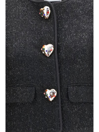 Self-Portrait Women Metallic Bouclé Jacket With Faux Fur Cuffs