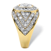 PalmBeach Jewelry Men's Yellow Gold-plated Round Cubic Zirconia Geometric Ring Sizes 8-13