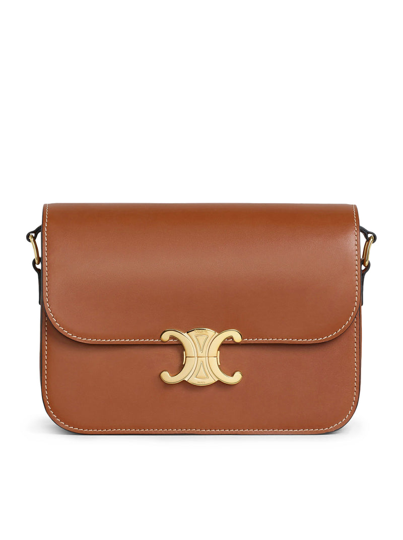 Celine Women Triomphe Classique Bag In Natural Tan Calf Leather