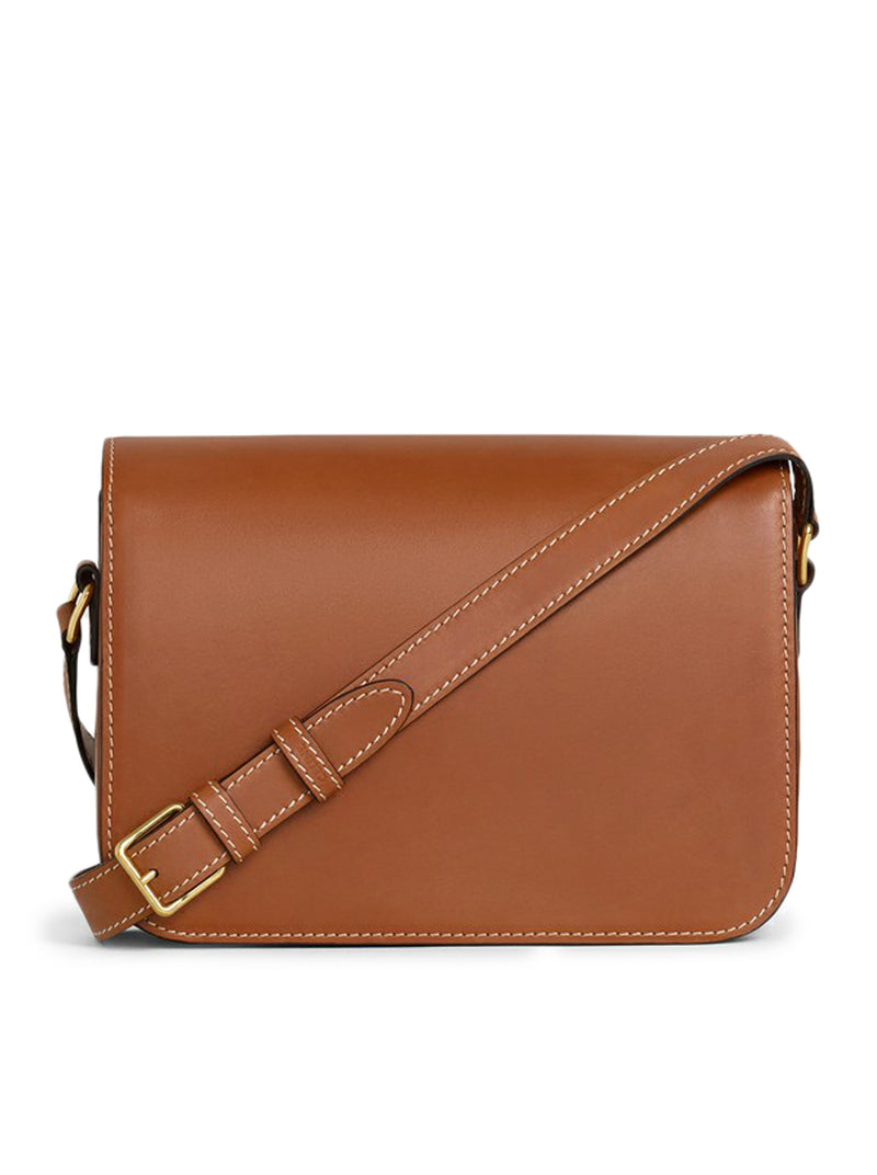 Celine Women Triomphe Classique Bag In Natural Tan Calf Leather
