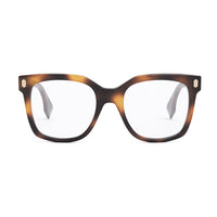 Fendi Eyeglasses Square Full Rim, Havana Frame and Clear Demo Lenses Lens FE50054I053