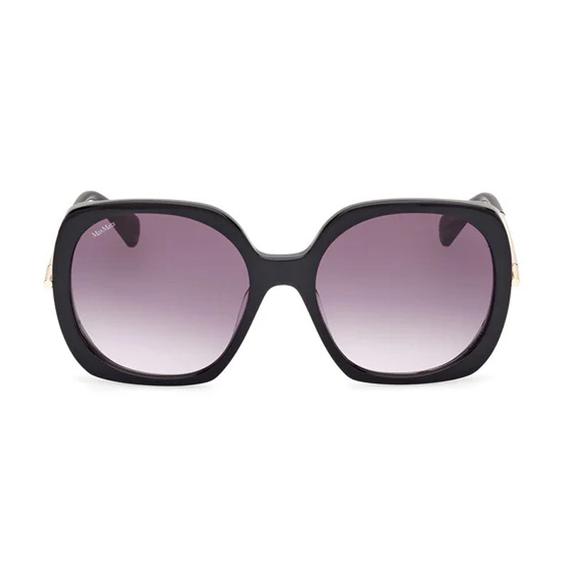Max Mara Max Mara Sunglasses Butterfly Full Rim, Shiny Black Frame and Smoke Gradient Lens MM007901B