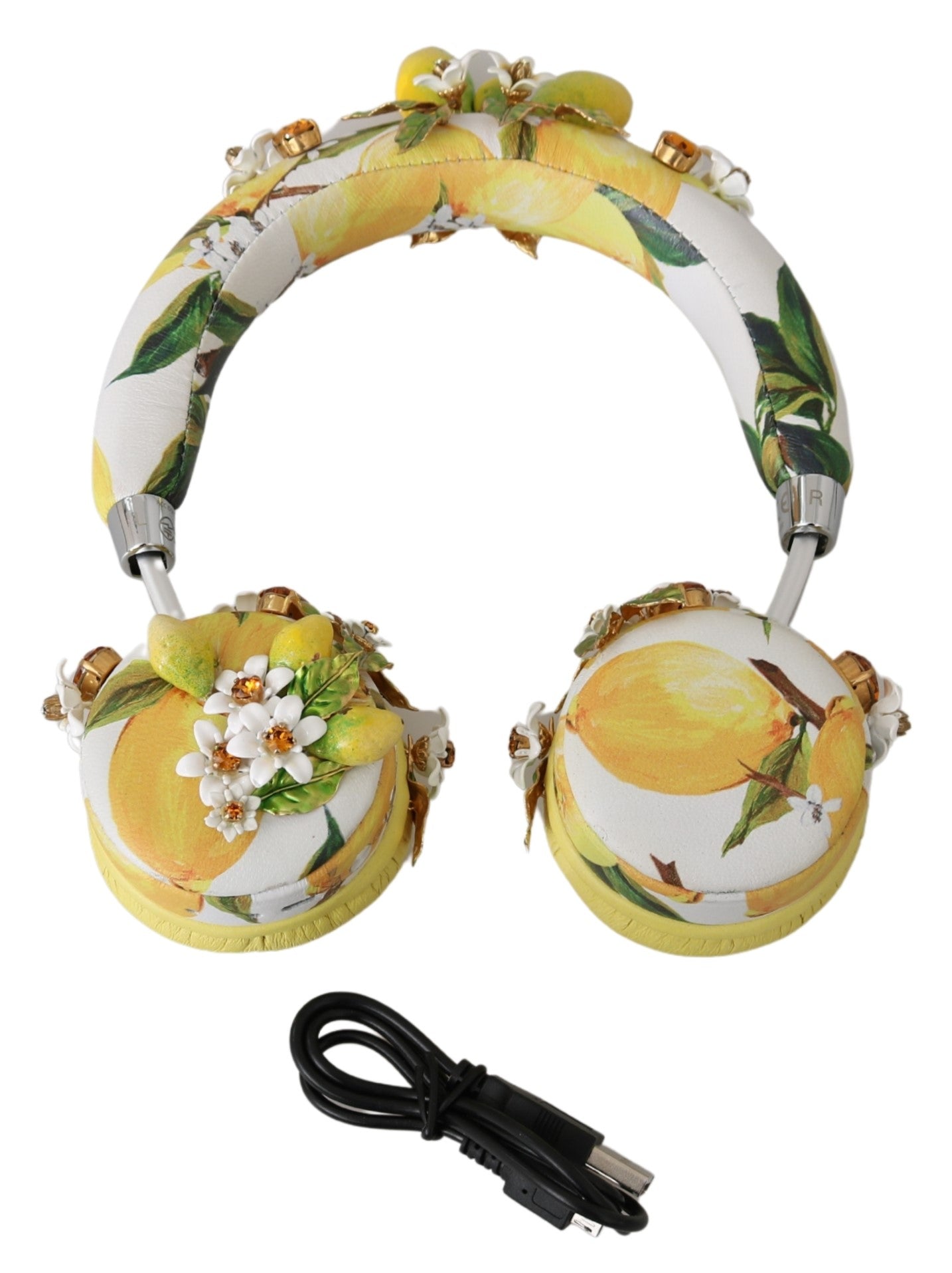 Dolce Gabbana Yellow Lemon Crystal Floral Headset Headphones