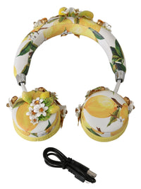Dolce Gabbana Yellow Lemon Crystal Floral Headset Headphones