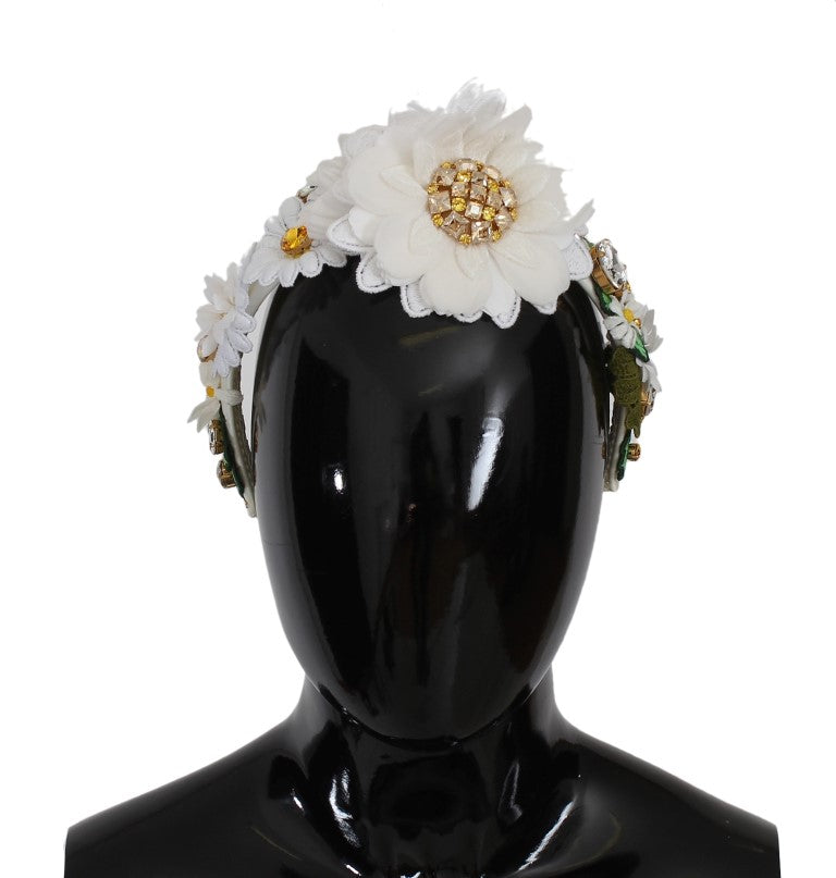 Dolce & Gabbana  White Floral Headband with Crystals