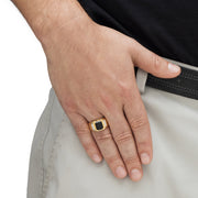 PalmBeach Jewelry Men's Yellow Gold-plated Emerald Cut Natural Black Onyx and Diamond Accent Ring Sizes 8-16