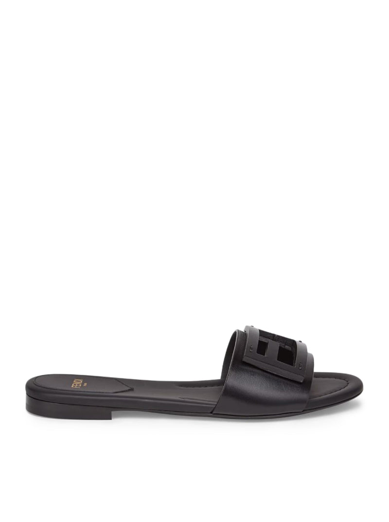 Fendi Fendi Women Slide Baguette In Black Leather