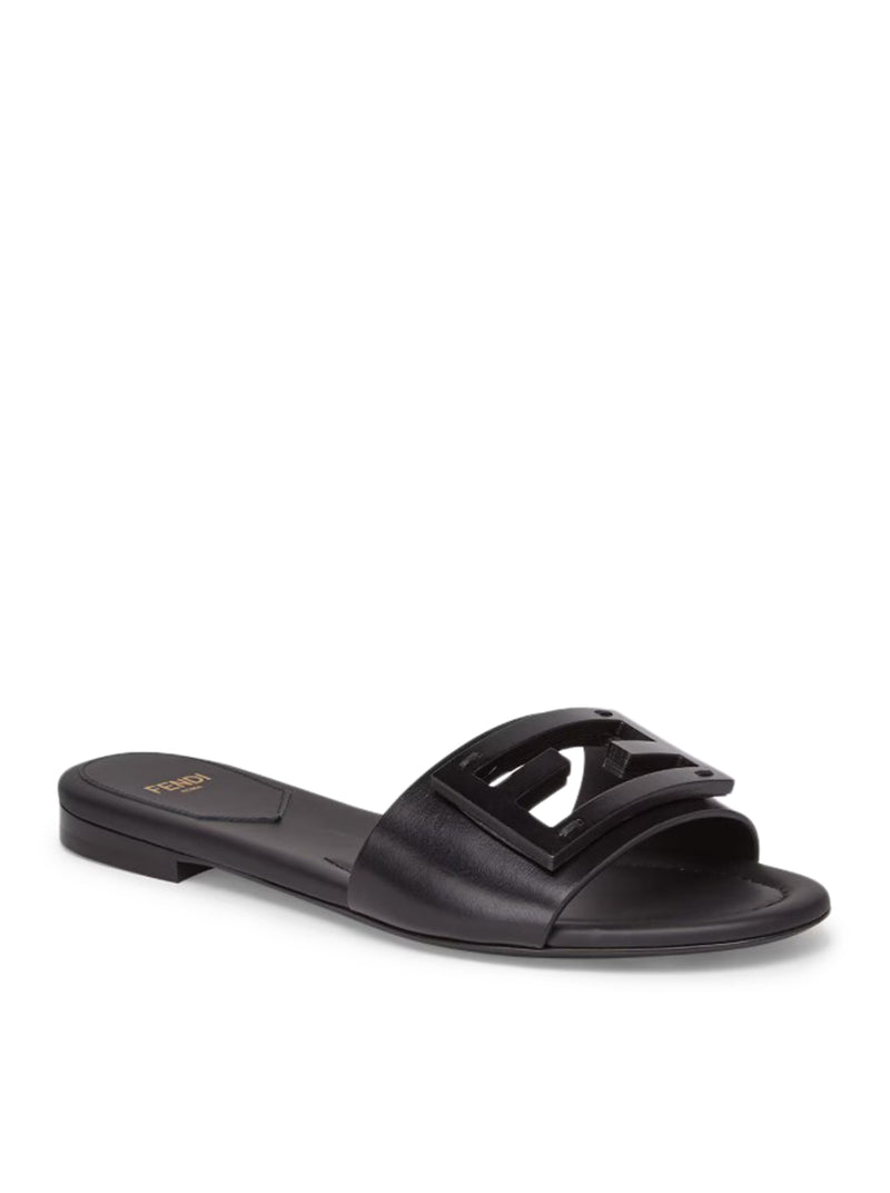 Fendi Fendi Women Slide Baguette In Black Leather