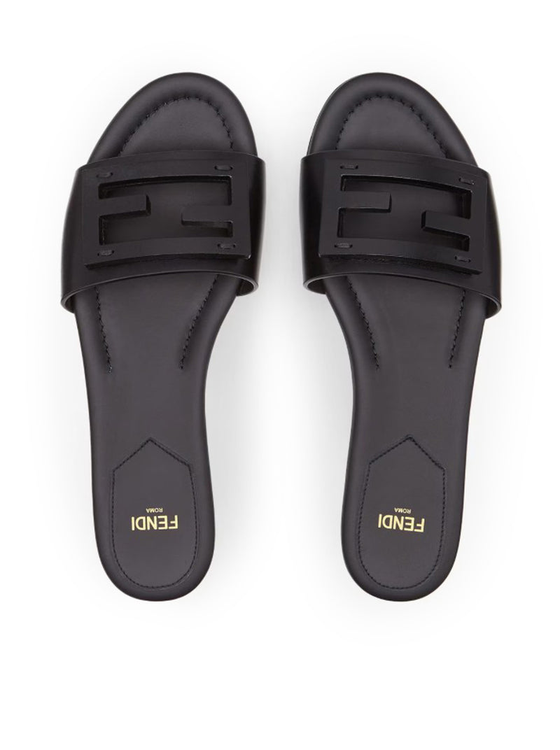 Fendi Fendi Women Slide Baguette In Black Leather