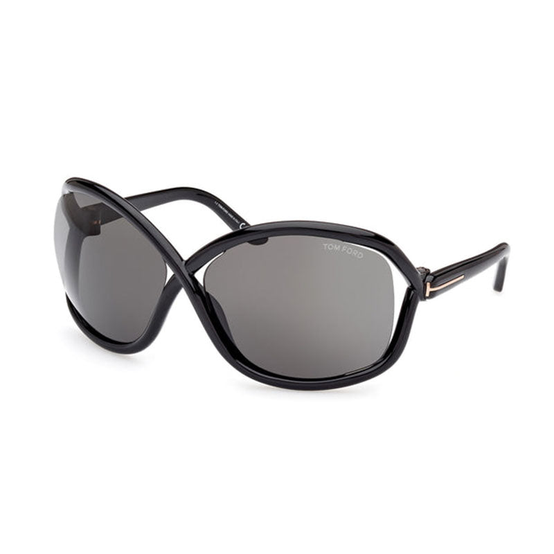 Tom Ford Geometric Semi Rim, with a Dark Havana/Pink frame and Violet Gradient Mirror lens. Black
