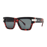 Versace Sunglasses Rectangle Full Rim, Top Black Red Havana Frame and Dark Grey Lens VE4464F545787