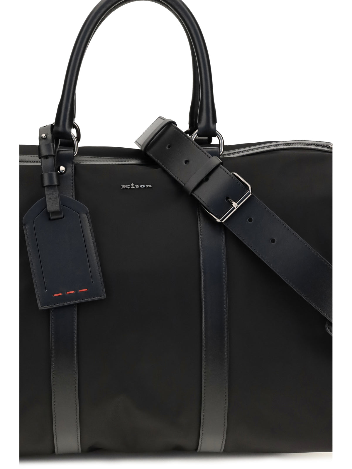 Kiton Men Leather-Trim Travel Duffle Bag