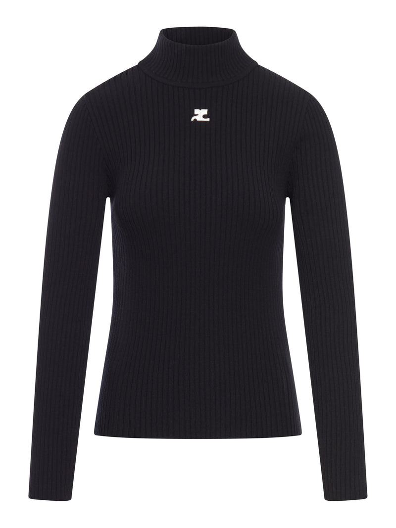 Courreges Women Reedition Rib Knit Mockneck Sweater