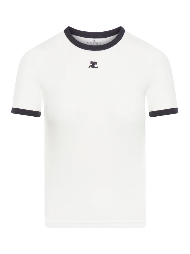Courreges Courreges Women Cotton T-Shirt With Contrasting Profiles