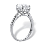 PalmBeach Jewelry 10K White Gold Round Cubic Zirconia Engagement Ring Sizes 6-10