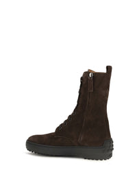 Tod's Women Winter Gommino Suede Leather Lace-Up Ankle Boots