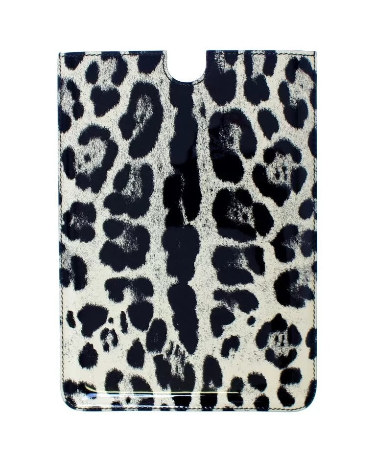 Dolce & Gabbana Dolce & Gabbana White Leopard Pattern Leather eBook Cover Tablet Women's Case