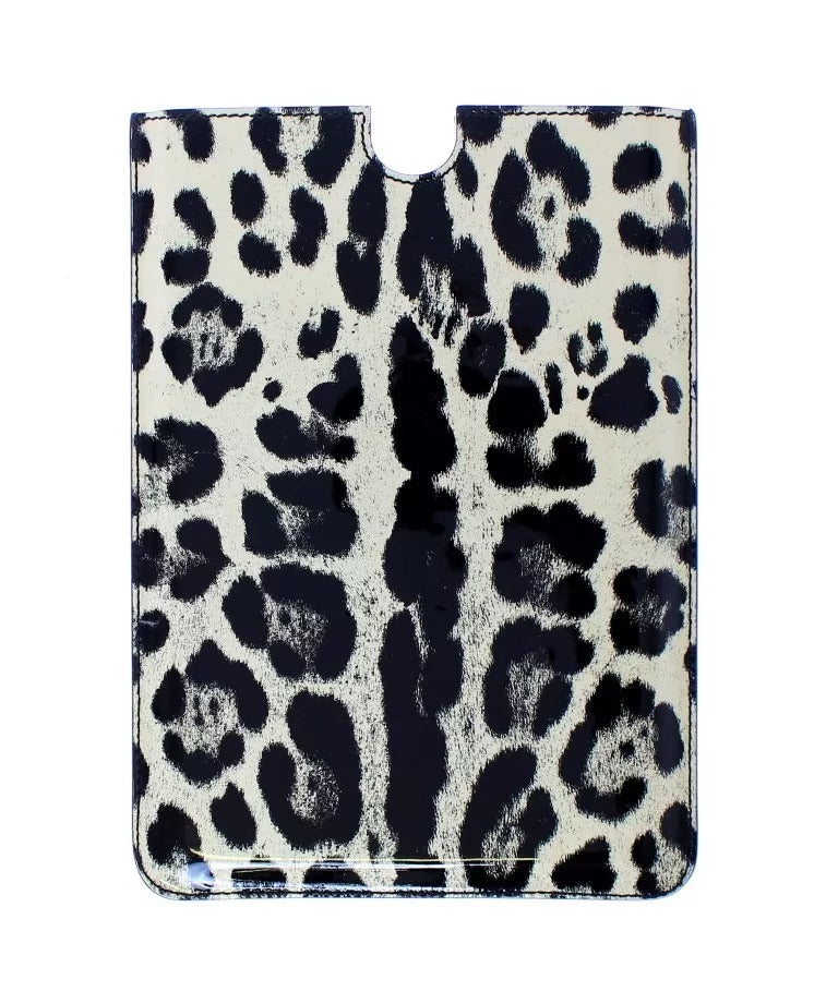 Dolce & Gabbana Dolce & Gabbana White Leopard Pattern Leather eBook Cover Tablet Women's Case