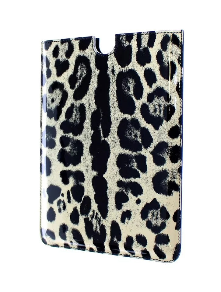 Dolce & Gabbana Dolce & Gabbana White Leopard Pattern Leather eBook Cover Tablet Women's Case