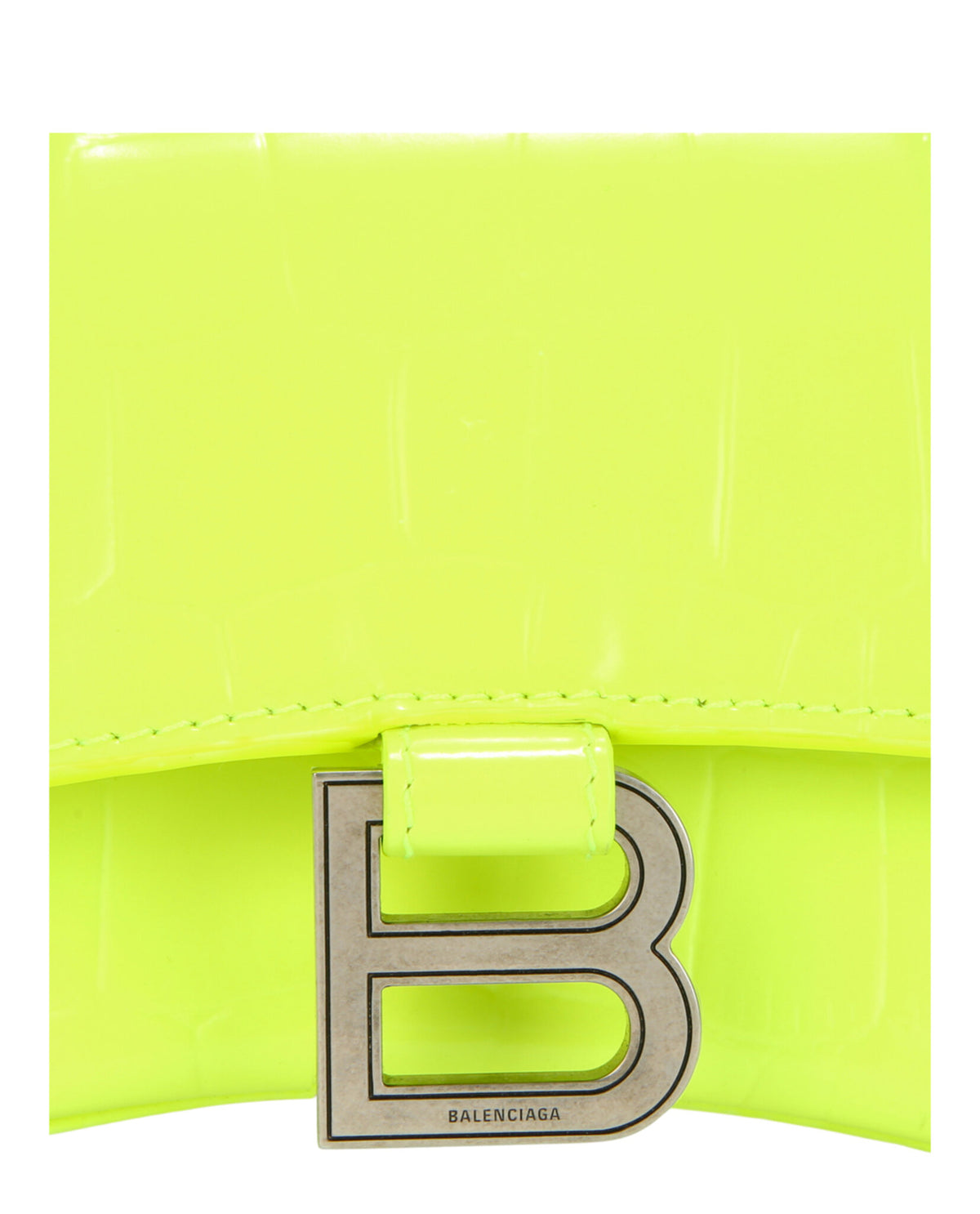 Balenciaga Womens Crocodile Embossed Hourglass Xs Top Handle Bag