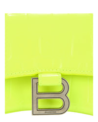 Balenciaga Womens Crocodile Embossed Hourglass Xs Top Handle Bag