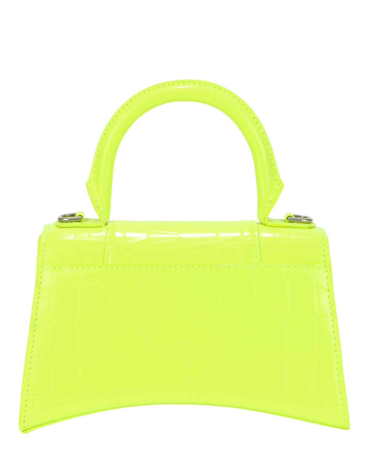 Balenciaga Womens Crocodile Embossed Hourglass Xs Top Handle Bag