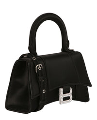 Balenciaga Womens Xs Hourglass Top Handle Bag In Satin and Strass