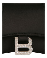 Balenciaga Womens Xs Hourglass Top Handle Bag In Satin and Strass
