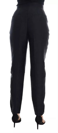 Dolce & Gabbana Black Floral Brocade High Waist Women's Pants