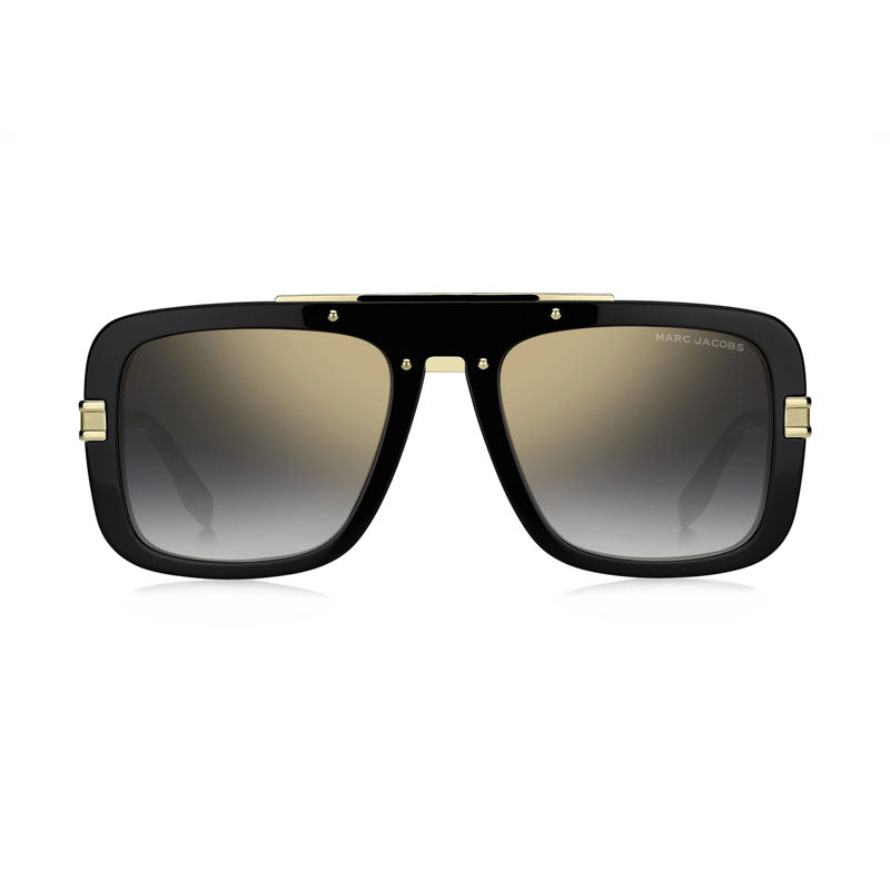 Marc Jacobs Marc Jacobs Sunglasses Aviator Full Rim, Shiny Black Frame and Grey Gradient Gold Mirror Lens MARC670/S0807FQ