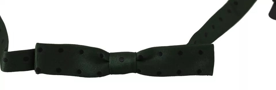 Dolce & Gabbana Dolce & Gabbana Green Dotted Silk Adjustable Neck Bow Men's Tie