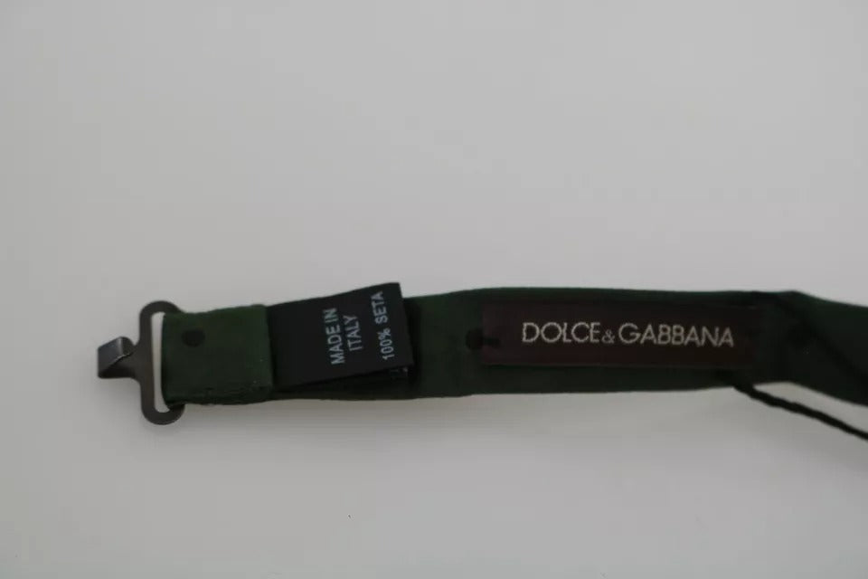 Dolce & Gabbana Dolce & Gabbana Green Dotted Silk Adjustable Neck Bow Men's Tie