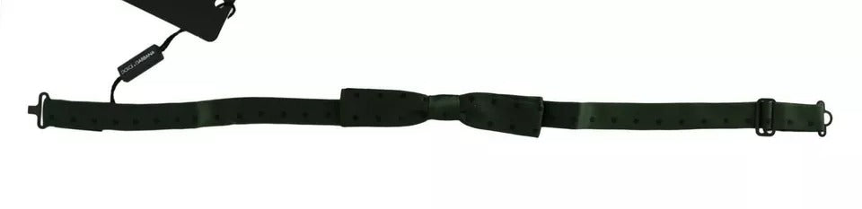 Dolce & Gabbana Dolce & Gabbana Green Dotted Silk Adjustable Neck Bow Men's Tie
